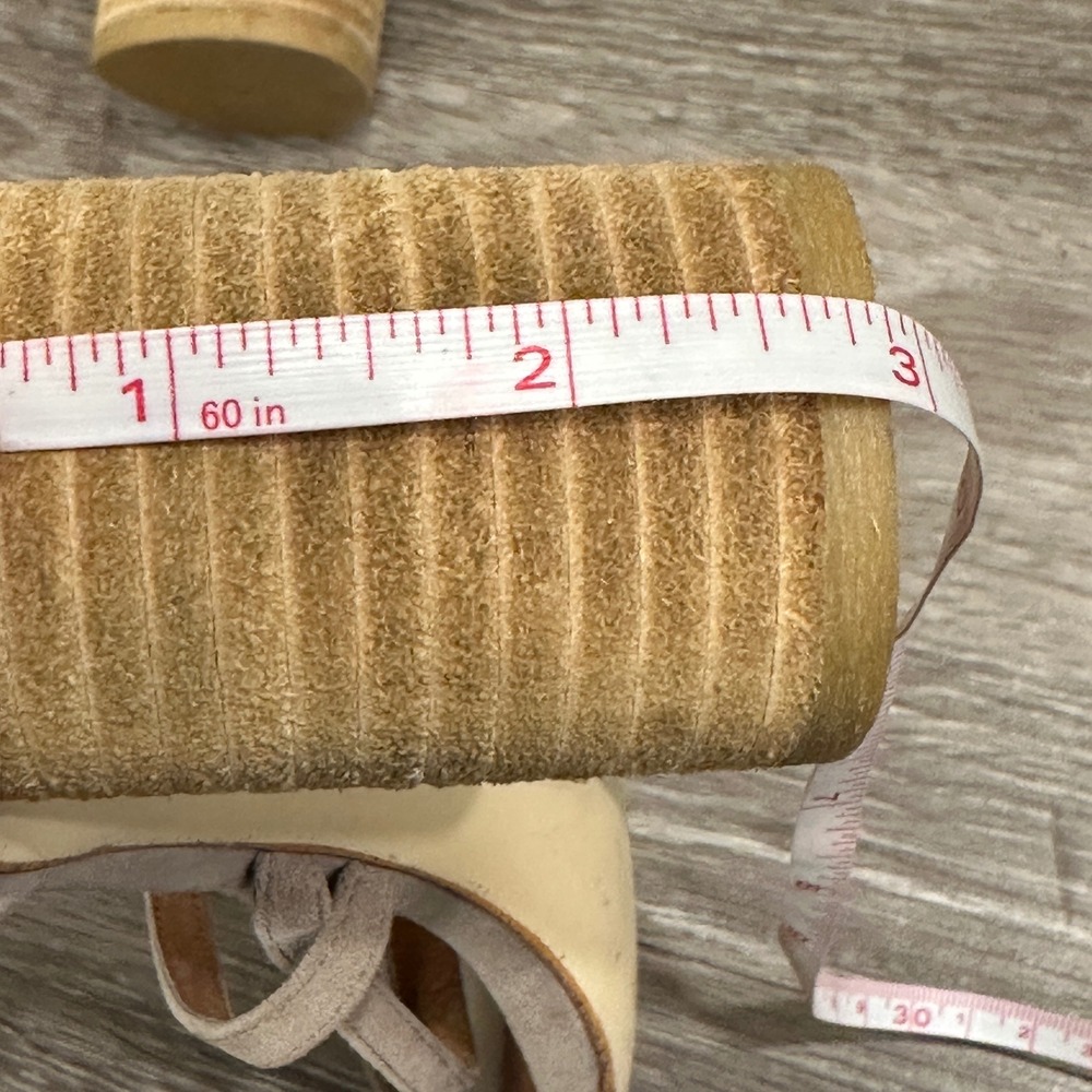 Jeffrey Campbell Despina Taupe Suede Strappy Tassel Block Heel 9.5 Boho Festival - Picture 12 of 12